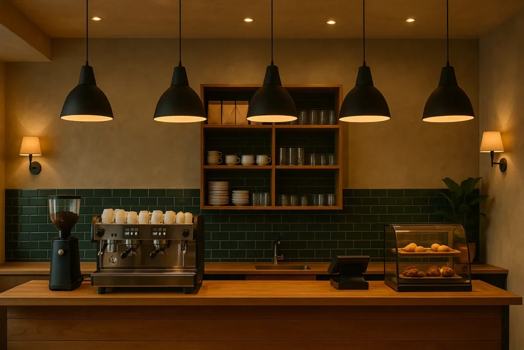 coffee shop lighting design in Dubai