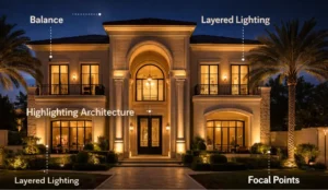 المبادئ الأساسية لتصميم إضاءة واجهات الفلل الفاخرة في الإمارات